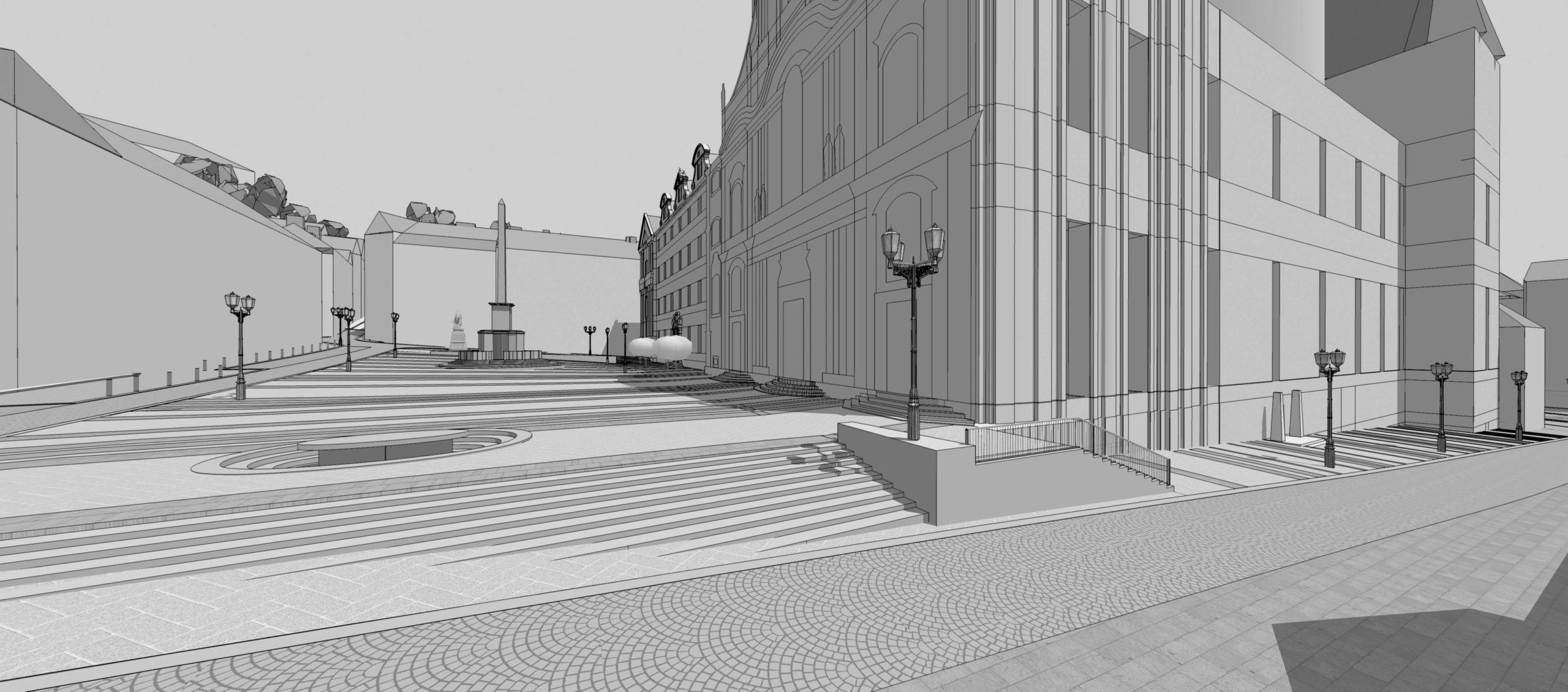 Soutěžní návrh revitalizace dolní a horní části Malostranského náměstí, Praha 1