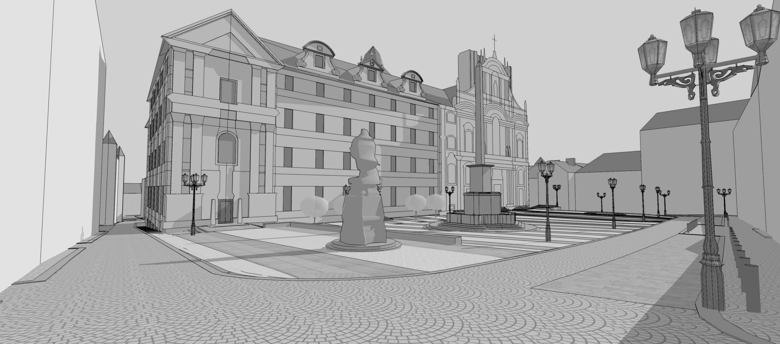 Soutěžní návrh revitalizace dolní a horní části Malostranského náměstí, Praha 1